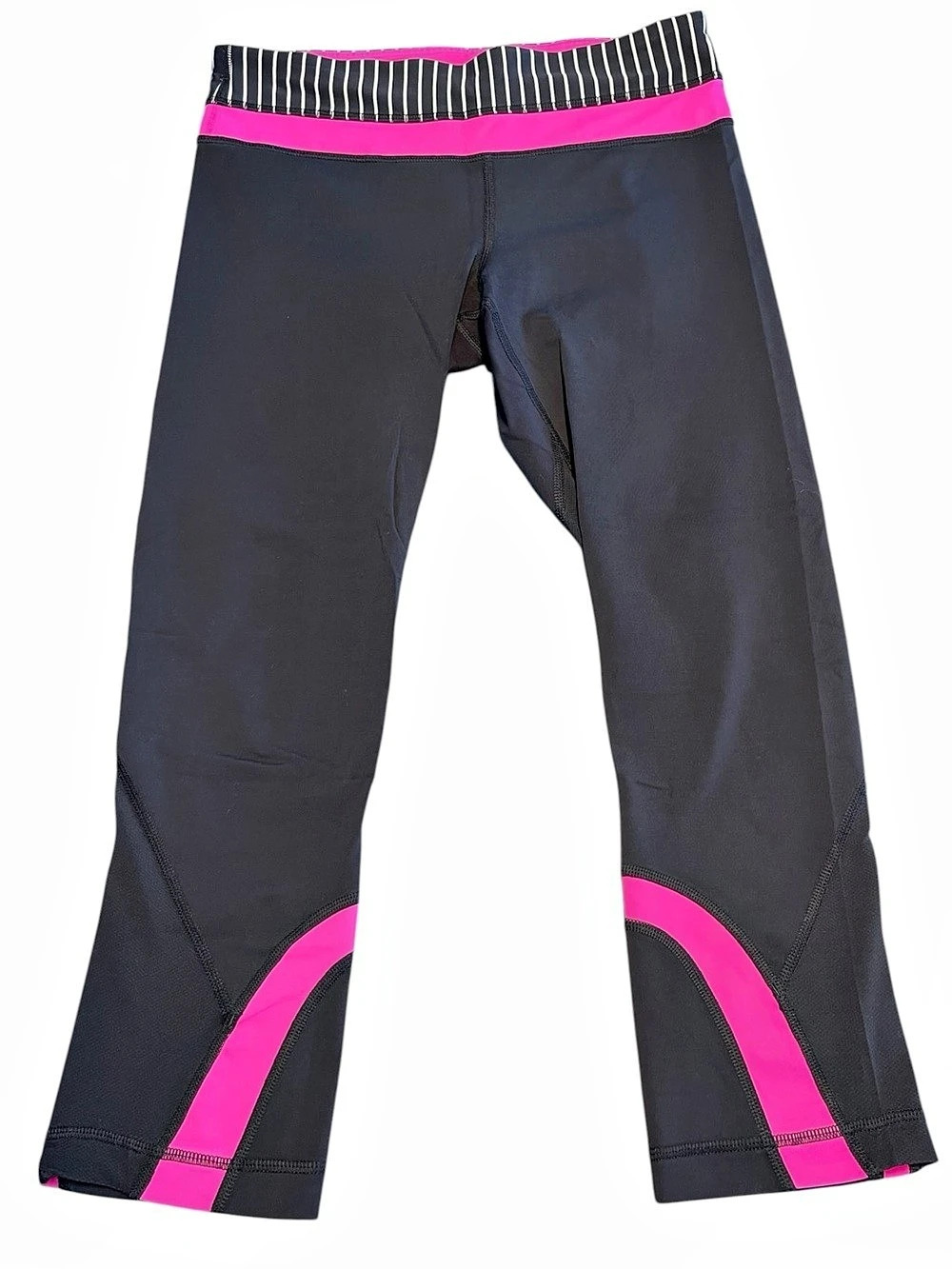 Lululemon Black and Pink Color Block Luxtreme Athletic Crop Leggings Size 6